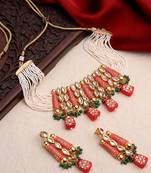 Meenakari Gold Toned Kundan Jewellery Set For Bride To Be