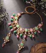 Stunning Multi Coloured Gold Toned Kundan Jewellery Set For Bride To Be