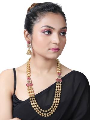 Gold Toned Long Necklace Mala 2