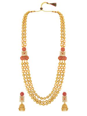 Gold Toned Long Necklace Mala 3
