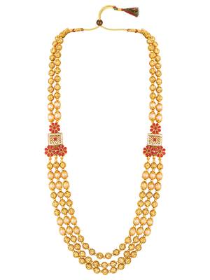 Gold Toned Long Necklace Mala 4