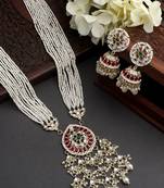 Pearls Beaded Gold Toned Jewellery Set For Bride To Be