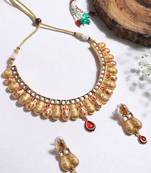 Pearls Beaded Gold Toned Choker Jewellery Set