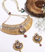 Pearls Beaded Gold Toned Choker Jewellery Set