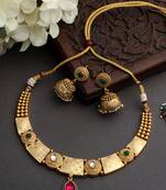 Pearls Beaded Gold Toned Choker Jewellery Set