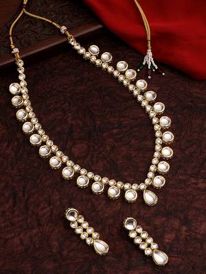 Pearls Beaded Gold Toned Choker Jewellery Set 1