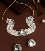 Pearls Beaded Gold Toned Choker Jewellery Set