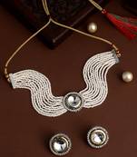 Pearls Beaded Gold Toned Choker Jewellery Set