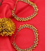 Styylo Fashion Gold Plated Designer Kundan Anklet for Bridals Women And Girls-Onesize-Gold