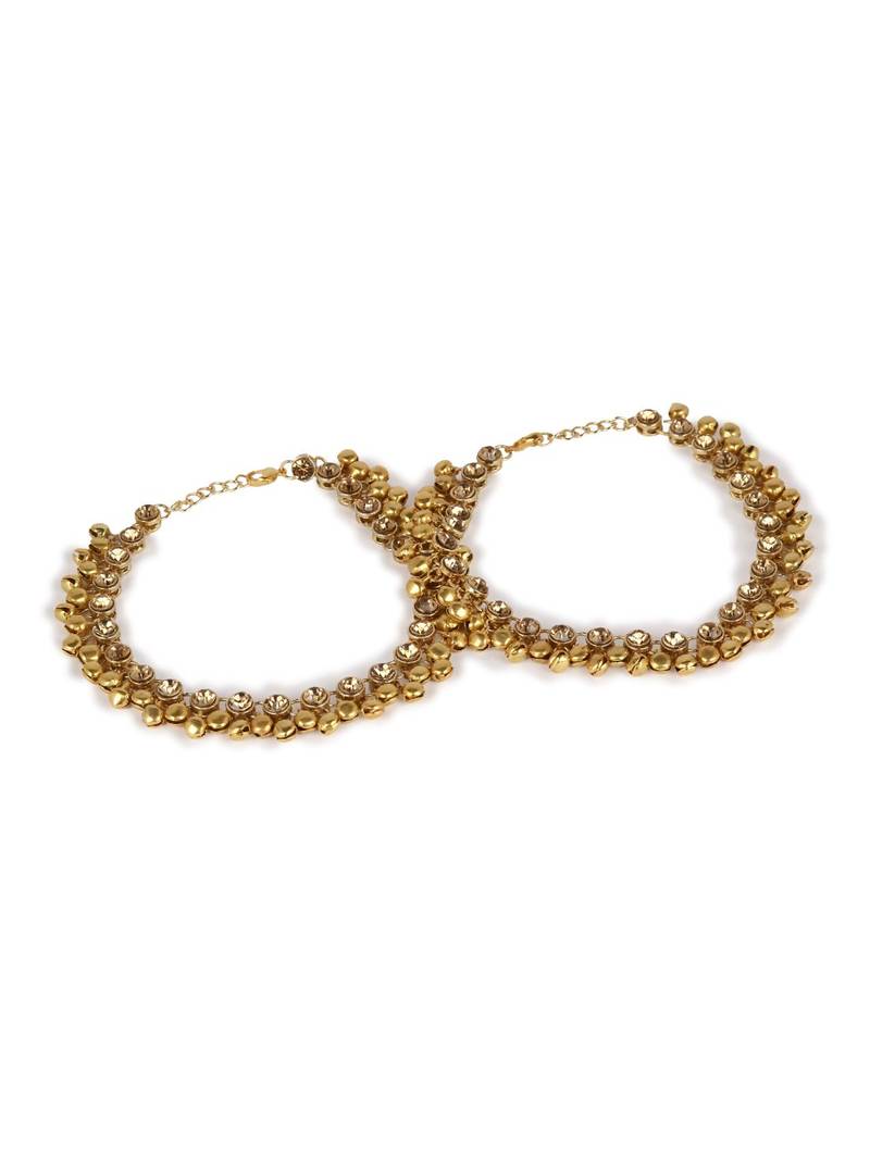 Styylo Fashion Gold Plated Designer Kundan Anklet for Bridals Women And Girls-Onesize-Gold
