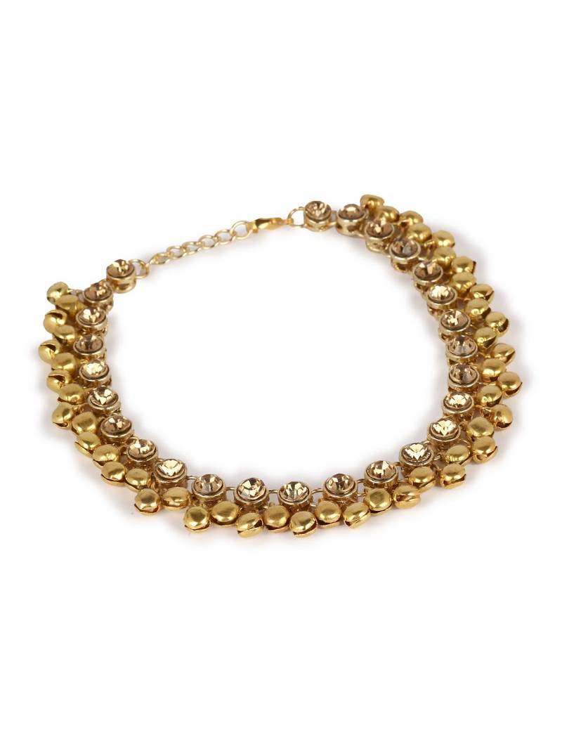 Styylo Fashion Gold Plated Designer Kundan Anklet for Bridals Women And Girls-Onesize-Gold
