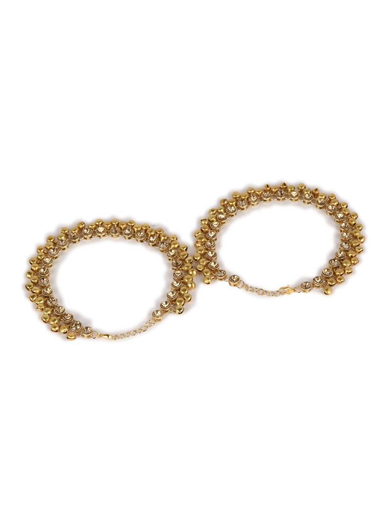 Styylo Fashion Gold Plated Designer Kundan Anklet for Bridals Women And Girls-Onesize-Gold