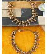 Styylo Fashion Gold Plated Designer Kundan Anklet for Bridals Women And Girls-Onesize-Gold
