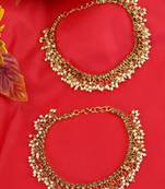 Styylo Fashion Gold Plated Designer Kundan Anklet for Bridals Women And Girls-Onesize-Off White