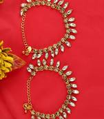 Styylo Fashion Gold Plated Designer Kundan Anklet for Bridals Women And Girls-Onesize-White