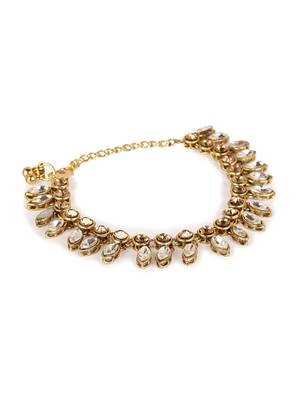 Styylo Fashion Gold Plated Designer Kundan Anklet for Bridals Women And Girls-Onesize-White 3