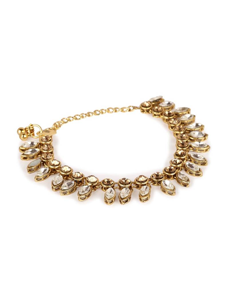 Styylo Fashion Gold Plated Designer Kundan Anklet for Bridals Women And Girls-Onesize-White