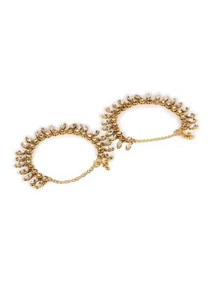 Styylo Fashion Gold Plated Designer Kundan Anklet for Bridals Women And Girls-Onesize-White 4