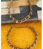 Styylo Fashion Gold Plated Designer Kundan Anklet for Bridals Women And Girls-Onesize-Tan