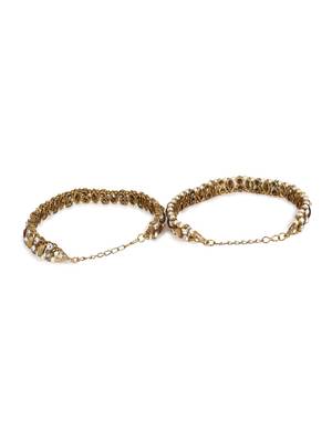 Styylo Fashion Gold Plated Designer Kundan Anklet for Bridals Women And Girls-Onesize-Tan 4