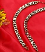 Styylo Fashion Gold Plated Designer Kundan Anklet for Bridals Women And Girls-Onesize-White