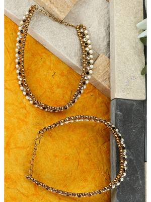 Styylo Fashion Gold Plated Designer Kundan Anklet for Bridals Women And Girls-Onesize-Gold 1