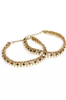 Styylo Fashion Gold Plated Designer Kundan Anklet for Bridals Women And Girls-Onesize-Gold