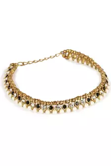 Styylo Fashion Gold Plated Designer Kundan Anklet for Bridals Women And Girls-Onesize-Gold