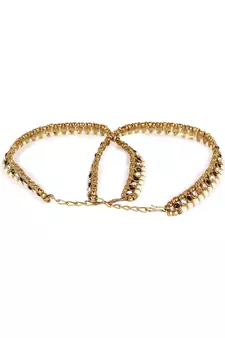 Styylo Fashion Gold Plated Designer Kundan Anklet for Bridals Women And Girls-Onesize-Gold