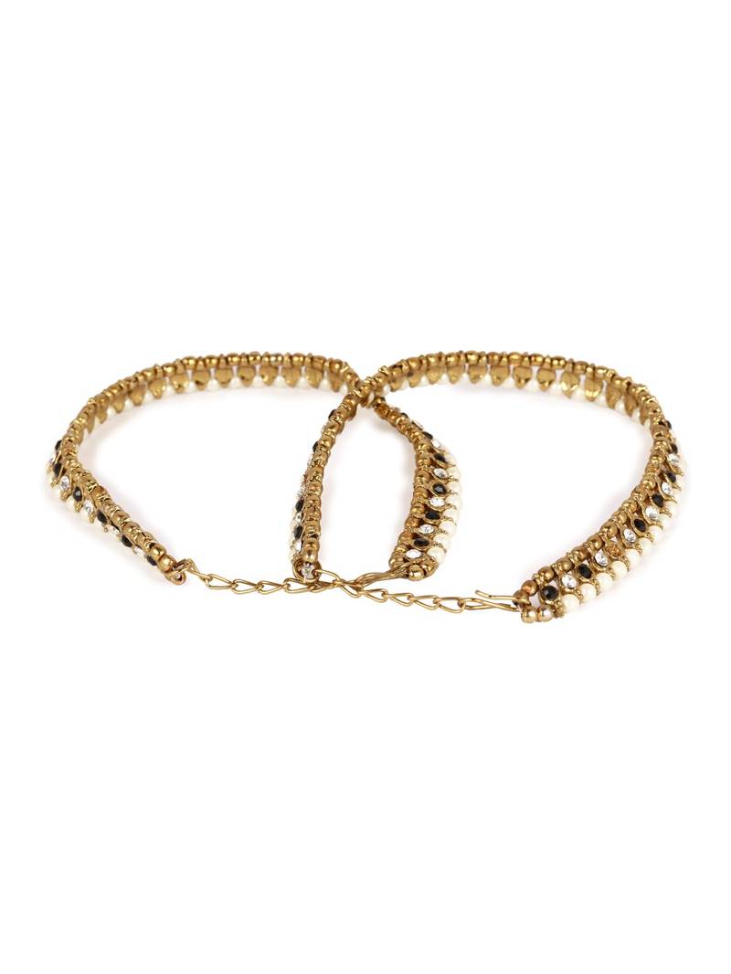 Styylo Fashion Gold Plated Designer Kundan Anklet for Bridals Women And Girls-Onesize-Gold