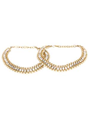 Styylo Fashion Traditional Gold Plated Kundan Pearl Bridal Wear Anklet 2