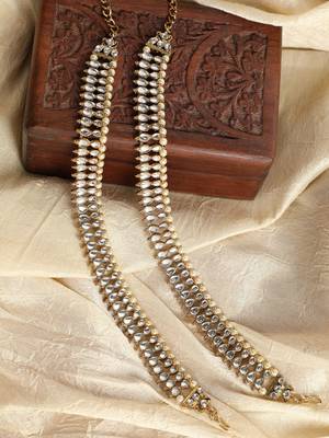 Styylo Fashion Traditional Gold Plated Kundan Pearl Bridal Wear Anklet 1