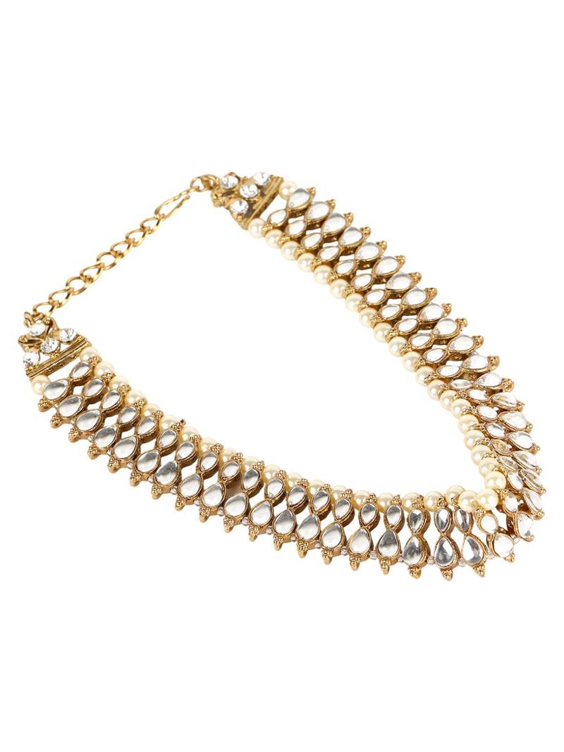 Styylo Fashion Traditional Gold Plated Kundan Pearl Bridal Wear Anklet