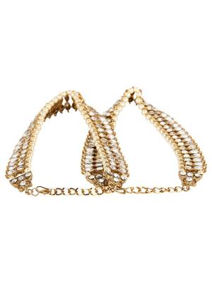 Styylo Fashion Traditional Gold Plated Kundan Pearl Bridal Wear Anklet 4