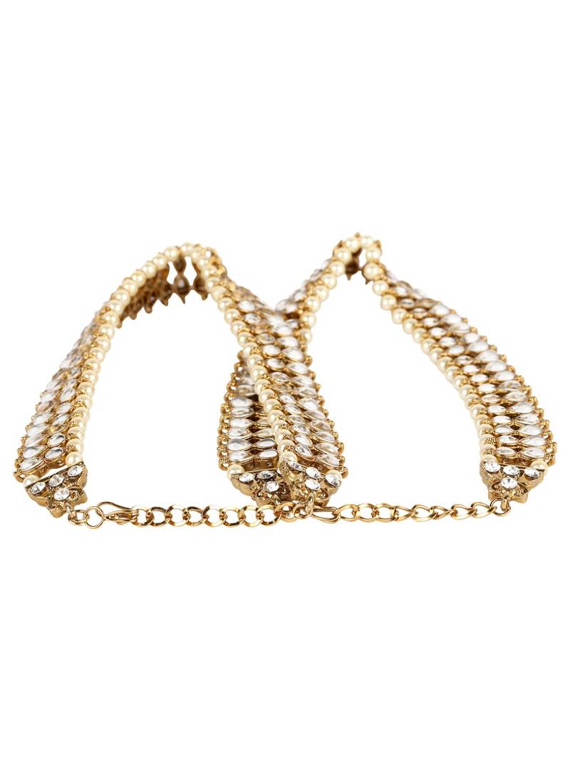 Styylo Fashion Traditional Gold Plated Kundan Pearl Bridal Wear Anklet
