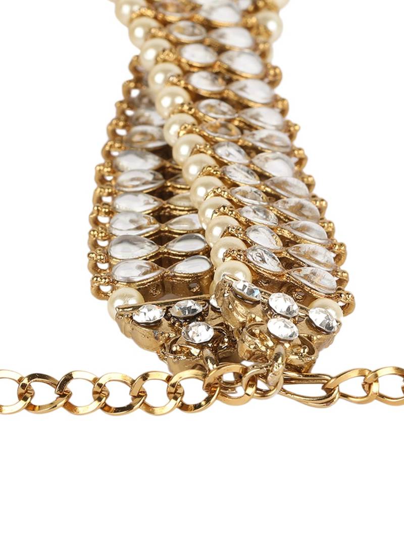 Styylo Fashion Traditional Gold Plated Kundan Pearl Bridal Wear Anklet