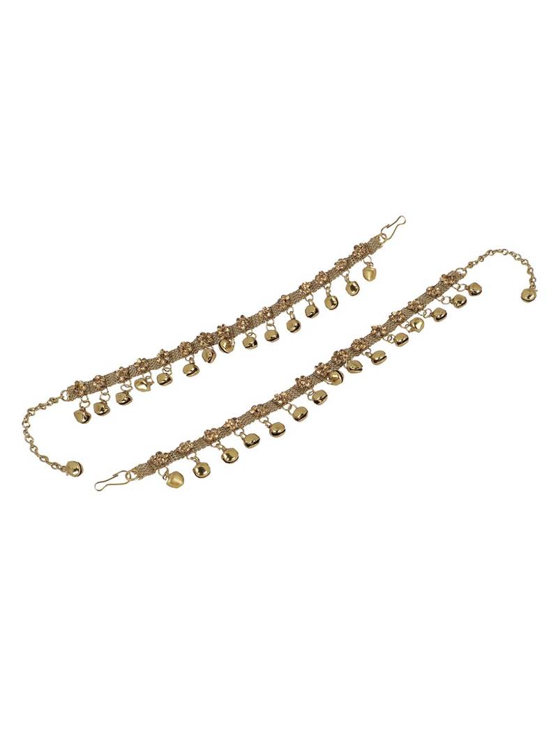 Styylo Fashion Gold Plated Traditional Ghungroo Anklet/ Payal For Bridals-Onesize-Gold