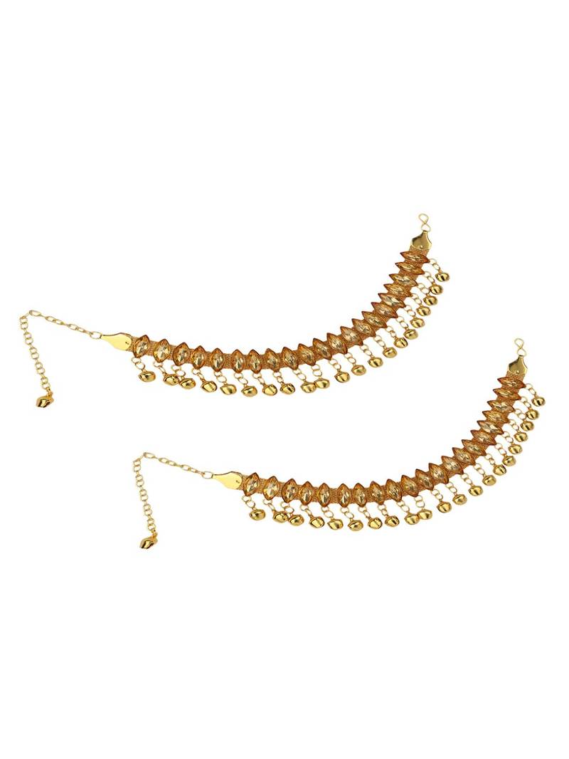 Styylo Fashion Gold Plated Traditional Briday Kundan And Stone Studded Anklet/Payal-Onesize-Gold