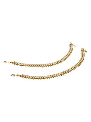 Styylo Fashion Traditional Gold Plated Pearl and Stone Studded Bridal Anklet/ Payal 3