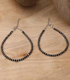 Styylo Fashion Set of 2 Classy Silver and black Western Look Sleek Beads Anklet/Payal