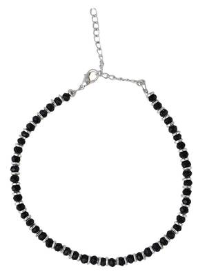 Styylo Fashion Set of 2 Classy Silver and black Western Look Sleek Beads Anklet/Payal 5