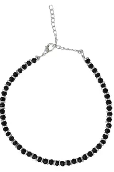 Styylo Fashion Set of 2 Classy Silver and black Western Look Sleek Beads Anklet/Payal