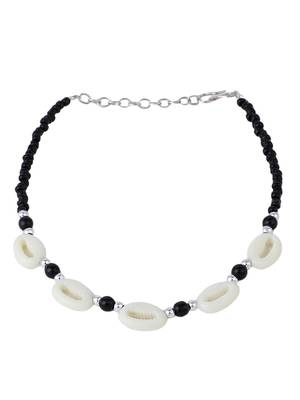Styylo Fashion Set of 2 White Sea Shell and Black Beaded Handcrafted Anklets 3