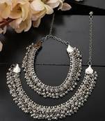 Styylo Fashion Set of 2 Oxidised German Silver Ghungroo Anklets with Silver Plating and Handcrafted