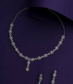 Stunning Eye-Catchy Silver Toned Toned CZ-Studded Jewellery Set
