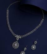 Stunning Eye-Catchy Silver Toned Toned CZ-Studded Jewellery Set