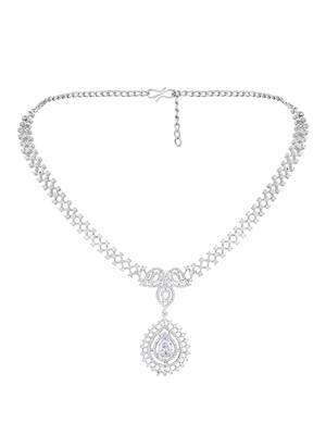 Stunning Eye-Catchy Silver Toned Toned CZ-Studded Jewellery Set 4