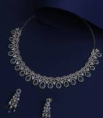 Stunning Eye-Catchy Silver Toned Toned CZ-Studded Jewellery Set