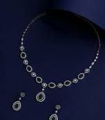 Stunning Eye-Catchy Silver Toned Toned CZ-Studded Jewellery Set