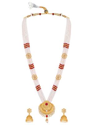 Pearls Beaded Gold Toned Jewellery Set 3